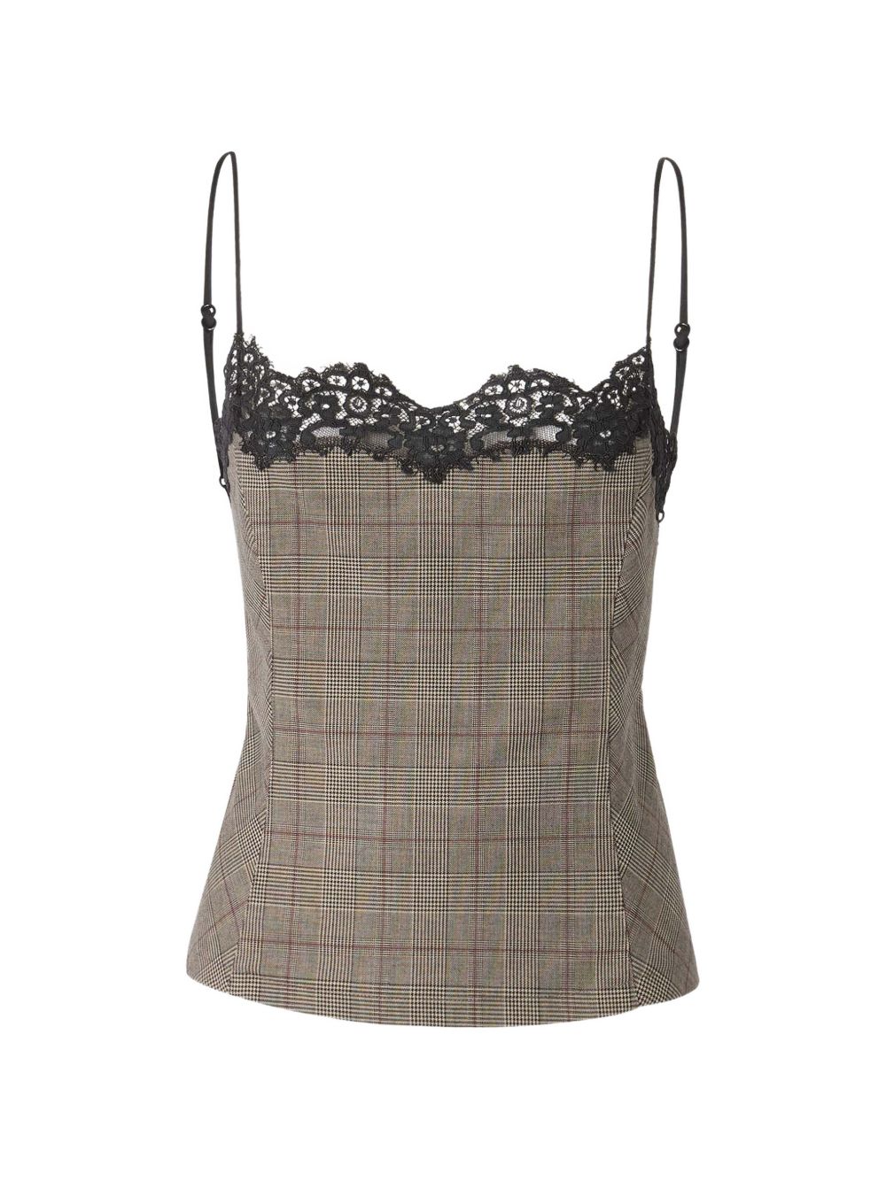 PINKO Top in tartan Telipogon con pizzo sul petto 