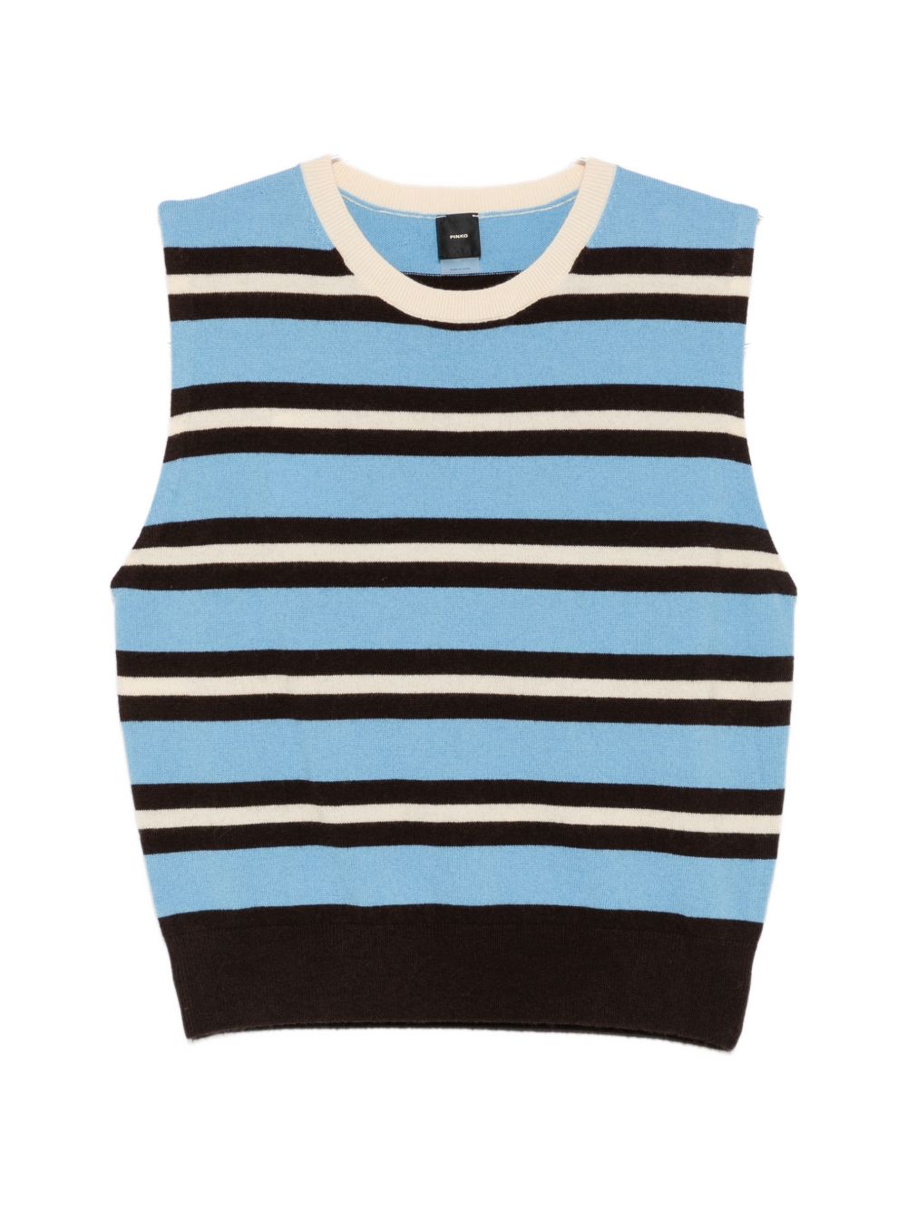 PINKO Gilet Stoccolma in lana a righe celesti 