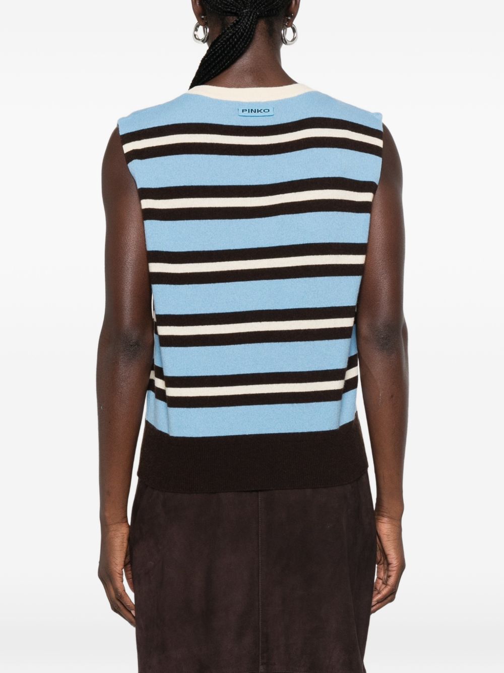 PINKO Gilet Stoccolma in lana a righe celesti 