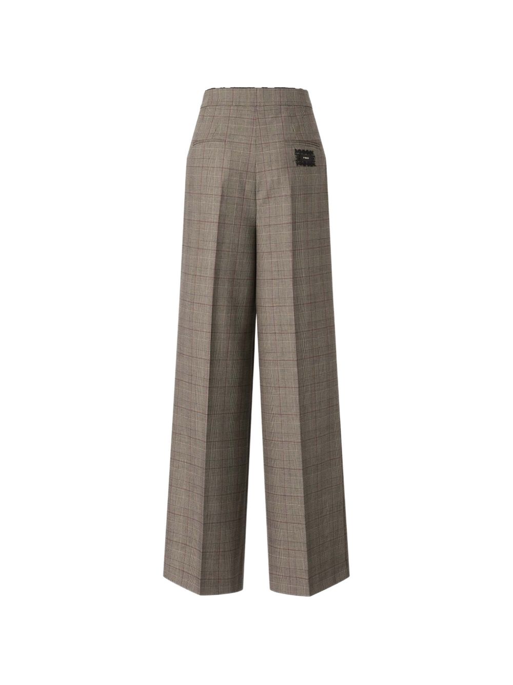 PINKO Pantaloni eleganti marroni in tartan con ricami in pizzo all'interno 