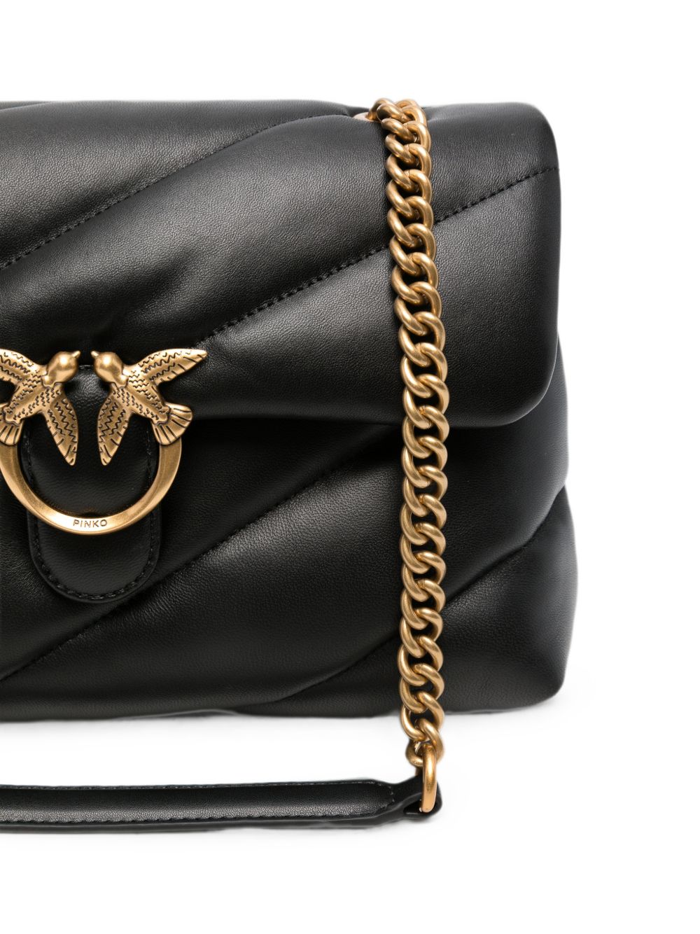PINKO Borsa nera Love Puff Classic trapuntata con fibbia dorata 