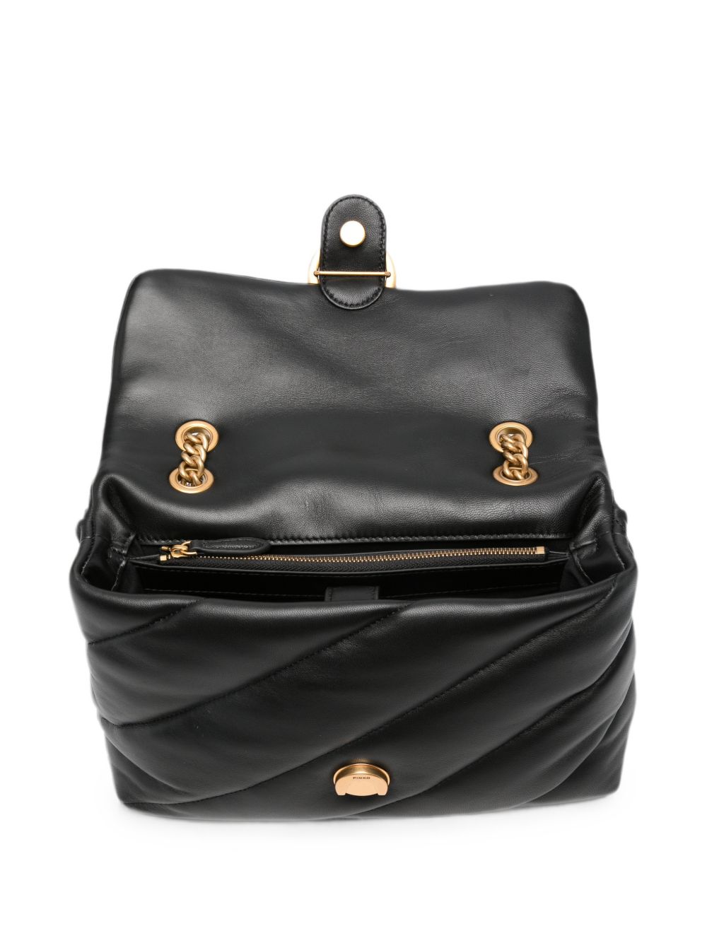 PINKO Borsa nera Love Puff Classic trapuntata con fibbia dorata 