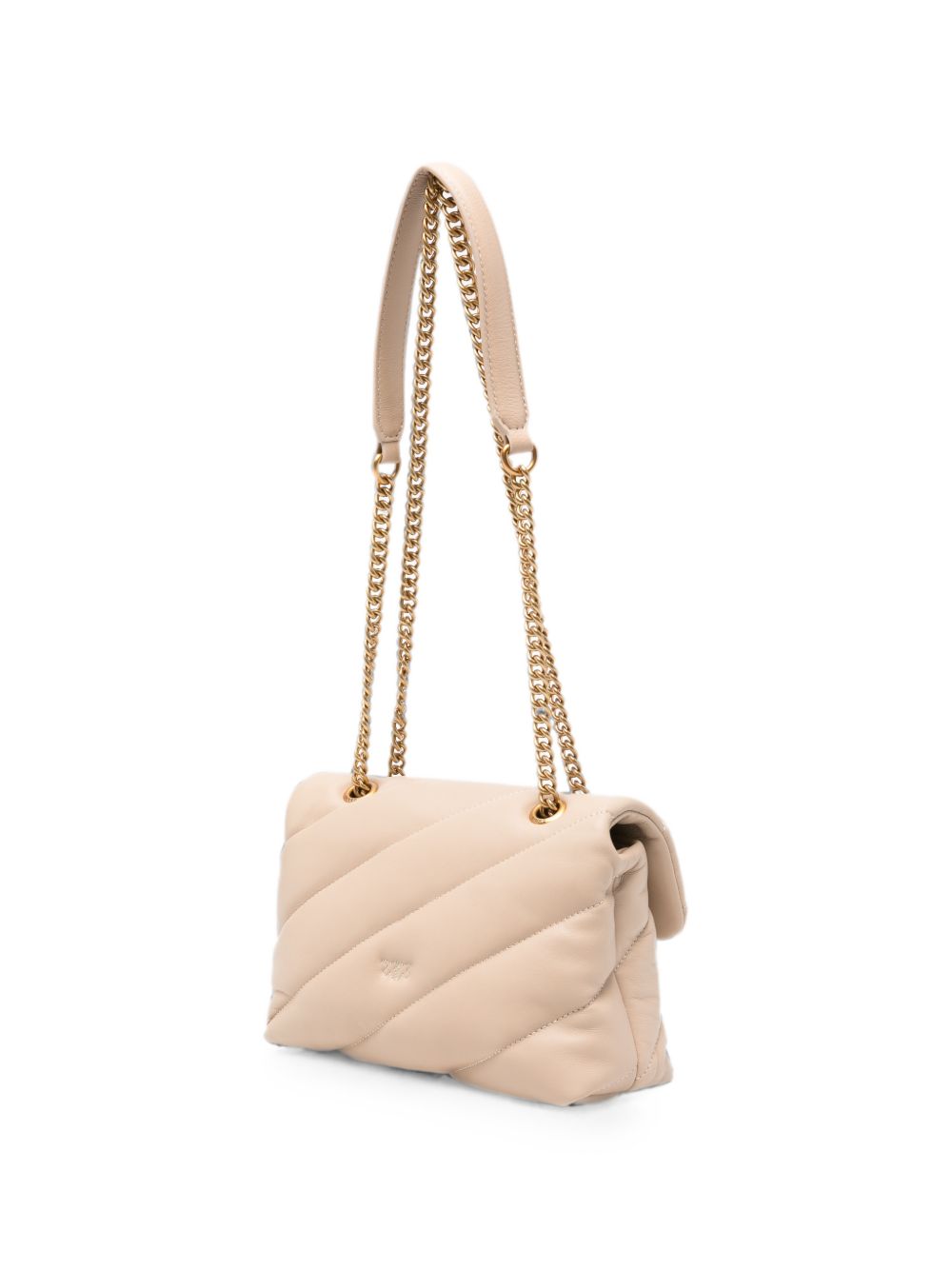 PINKO Borsa beige chiaro Love Puff Mini trapuntata con fibbia dorata 