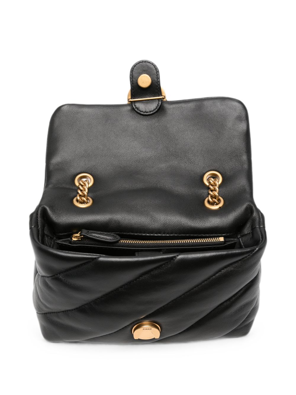 PINKO Borsa nera Love Puff Mini trapuntata con fibbia dorata 