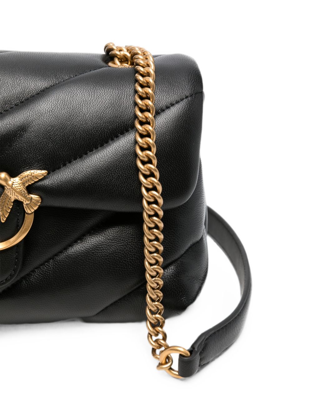 PINKO Borsa nera Love Puff Mini trapuntata con fibbia dorata 