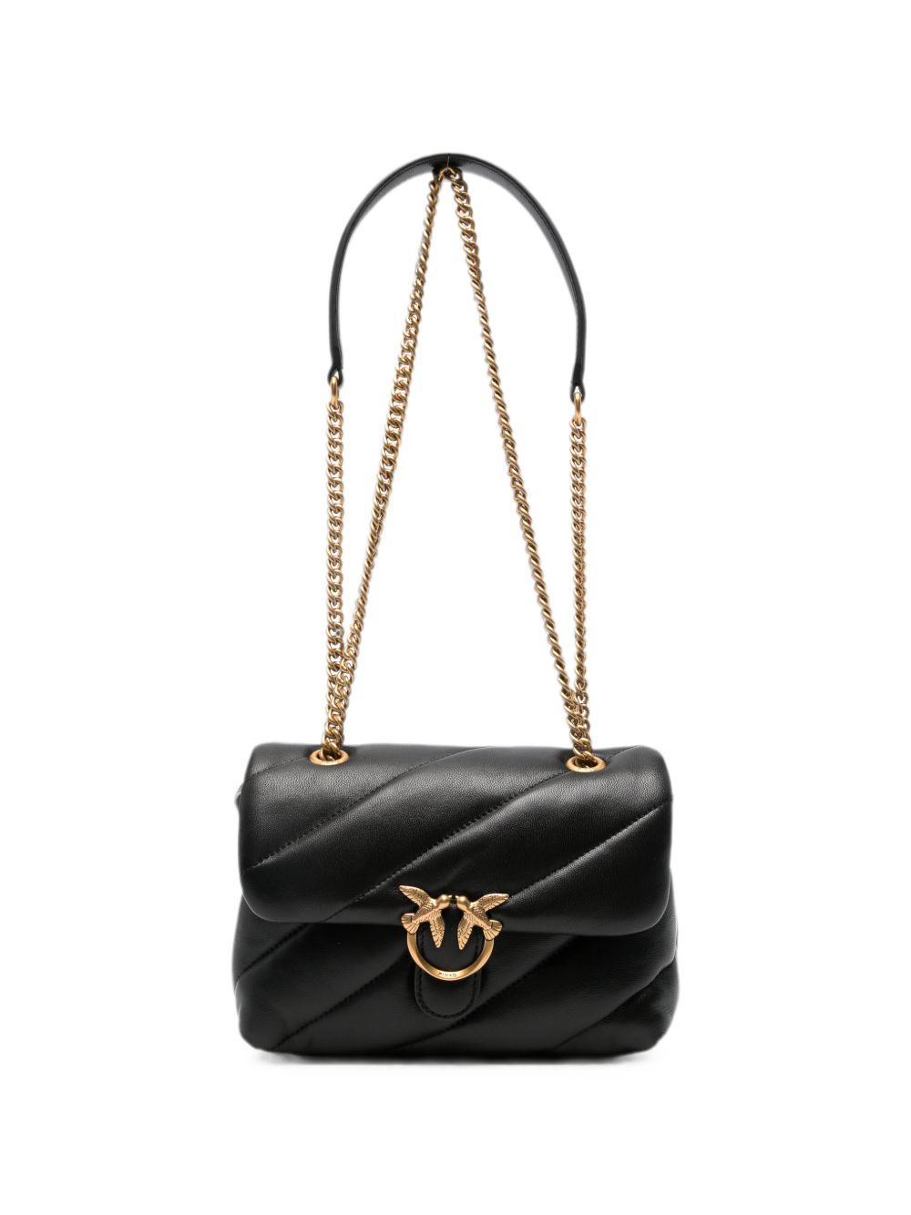 PINKO Borsa nera Love Puff Mini trapuntata con fibbia dorata 