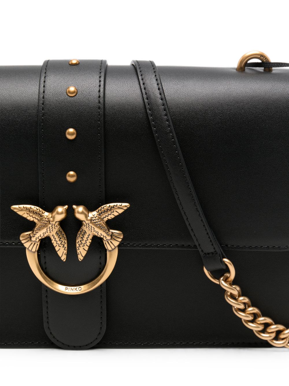 PINKO Borsa a mano con tracolla Love One Classic in pelle nera 
