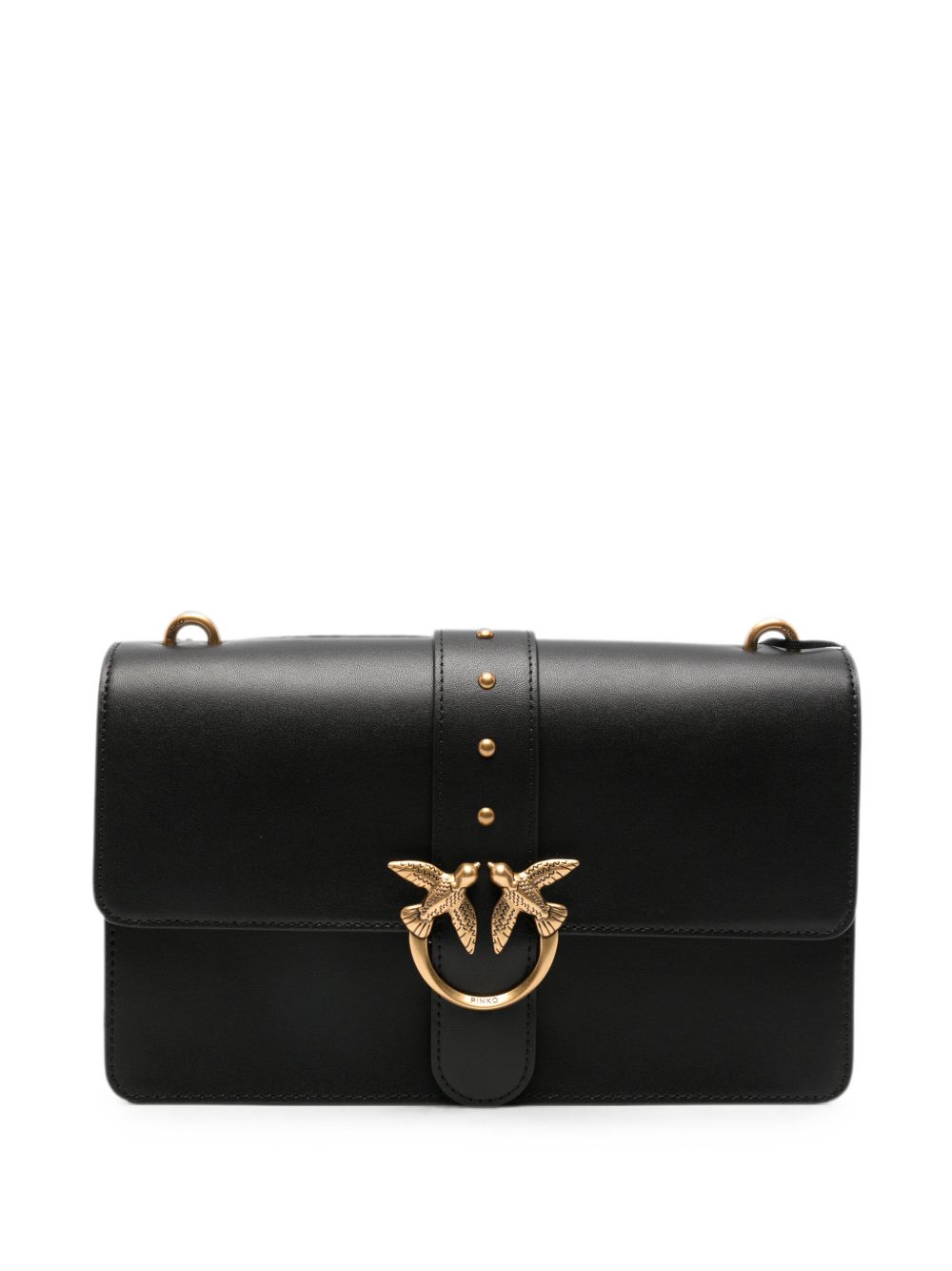 PINKO Borsa a mano con tracolla Love One Classic in pelle nera 
