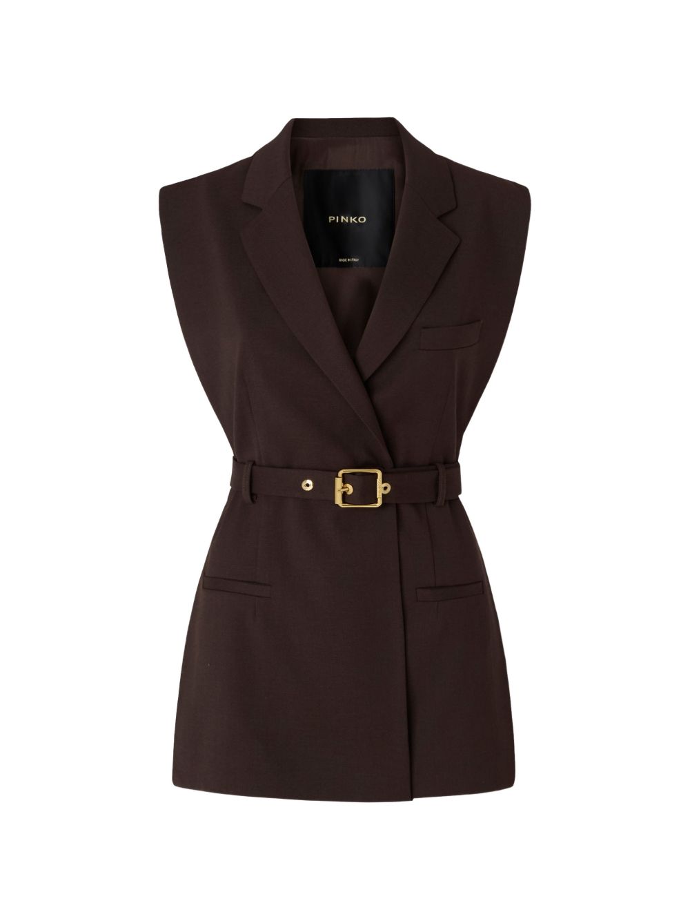 PINKO Gilet marrone elegante Nuraqus strutturato con cintura in vita 