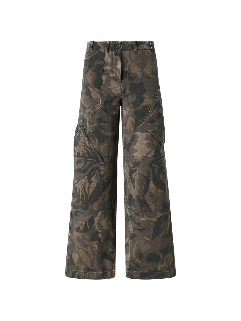 PINKO Pantaloni verde scuro Haiku con design floreale 