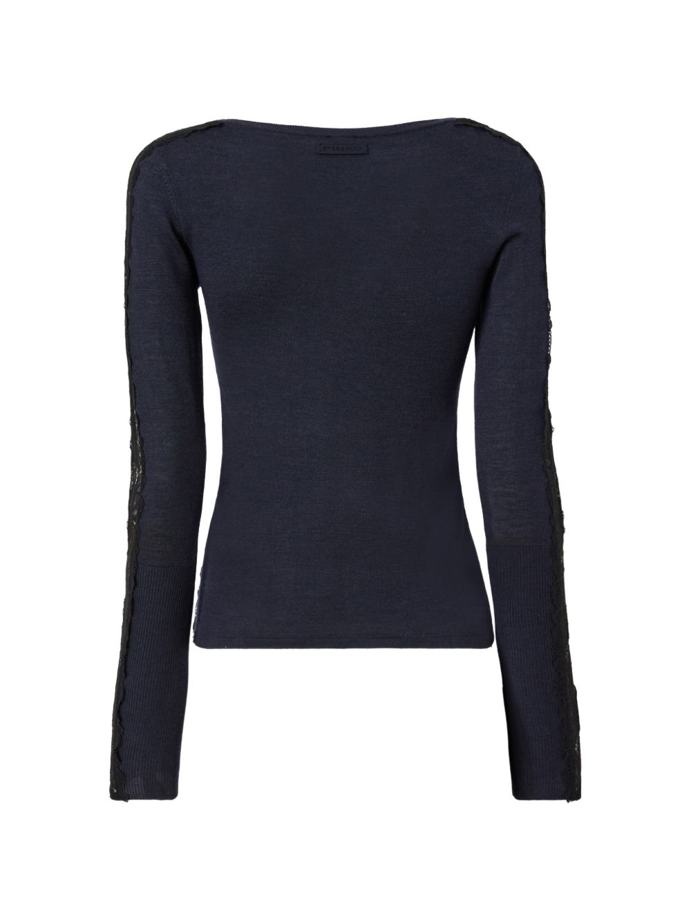 PINKO Cardigan blu Urlo in lana con pizzo e scollo a barca 