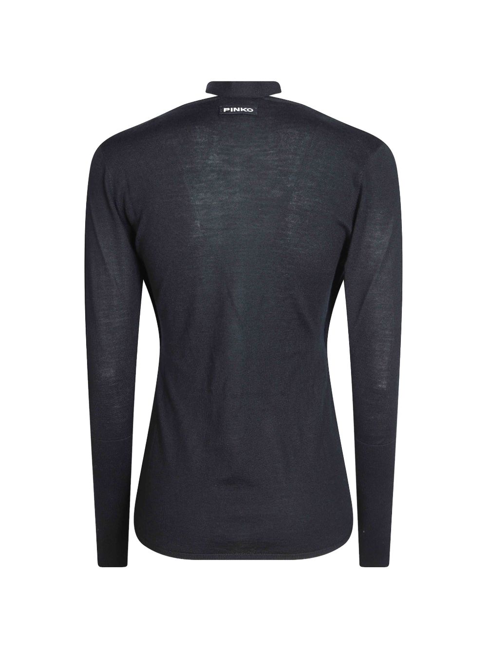 PINKO Maglia nera Soffio in lana con scollo a V e pussy bow integrato 
