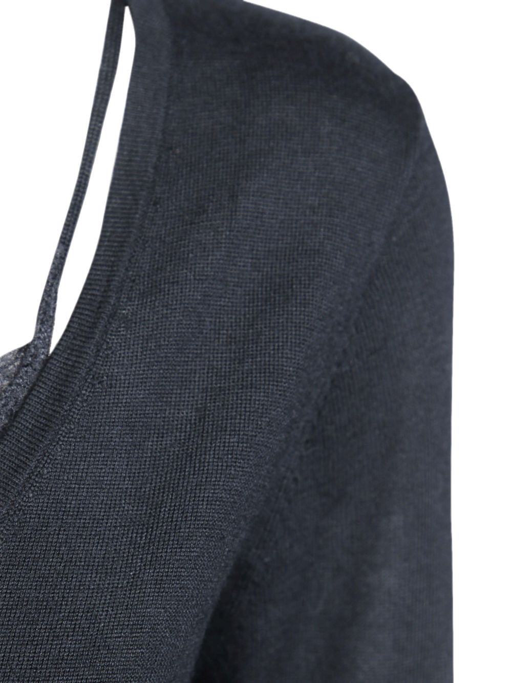 PINKO Maglia nera Soffio in lana con scollo a V e pussy bow integrato 
