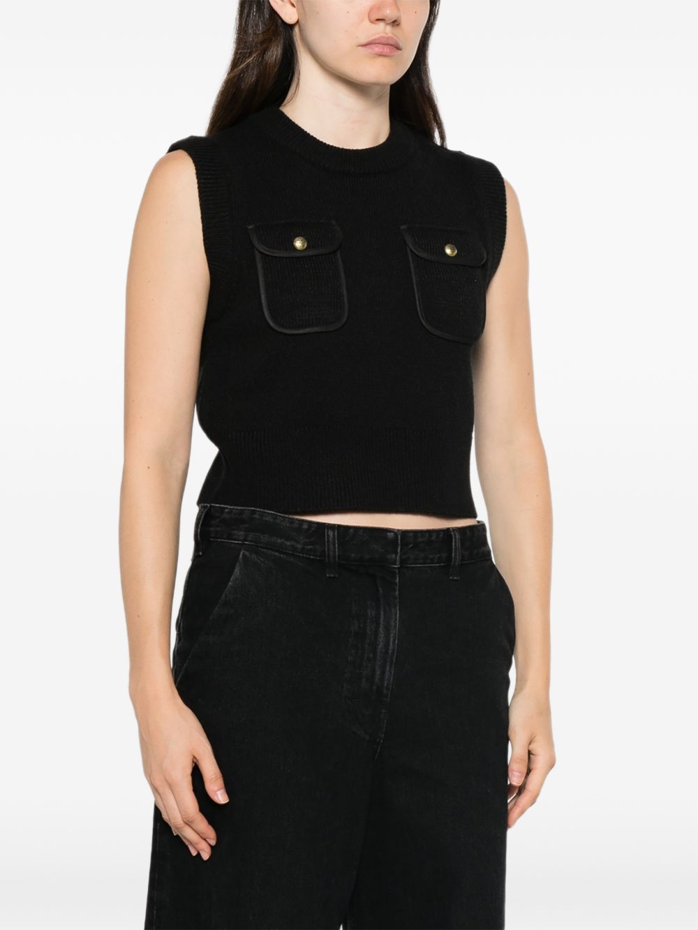 PINKO Gilet nero Belato con tasche 