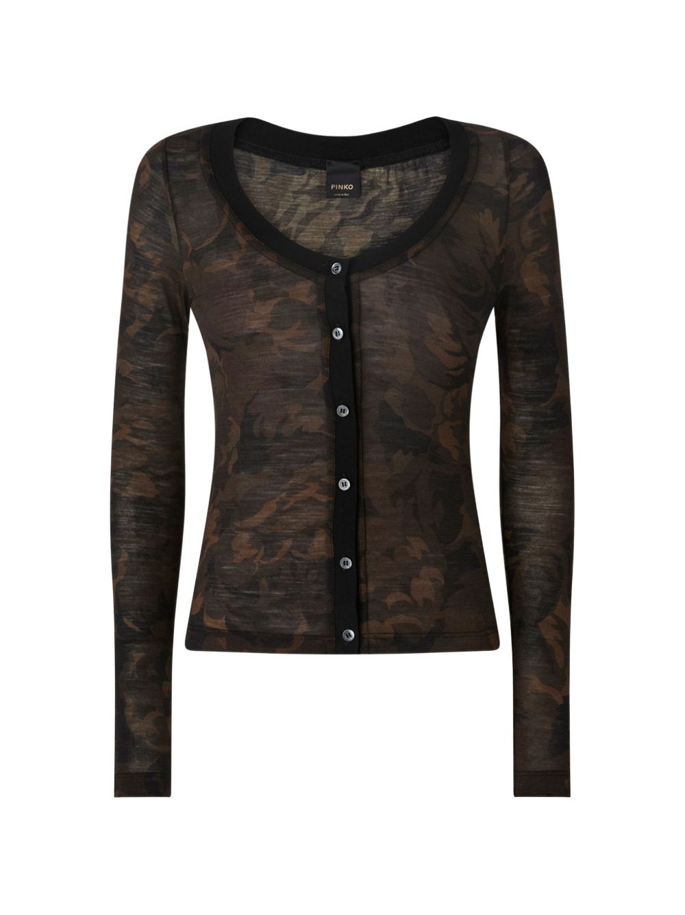 PINKO Cardigan verde scuro Valpolicella in lana con scollo a barca 