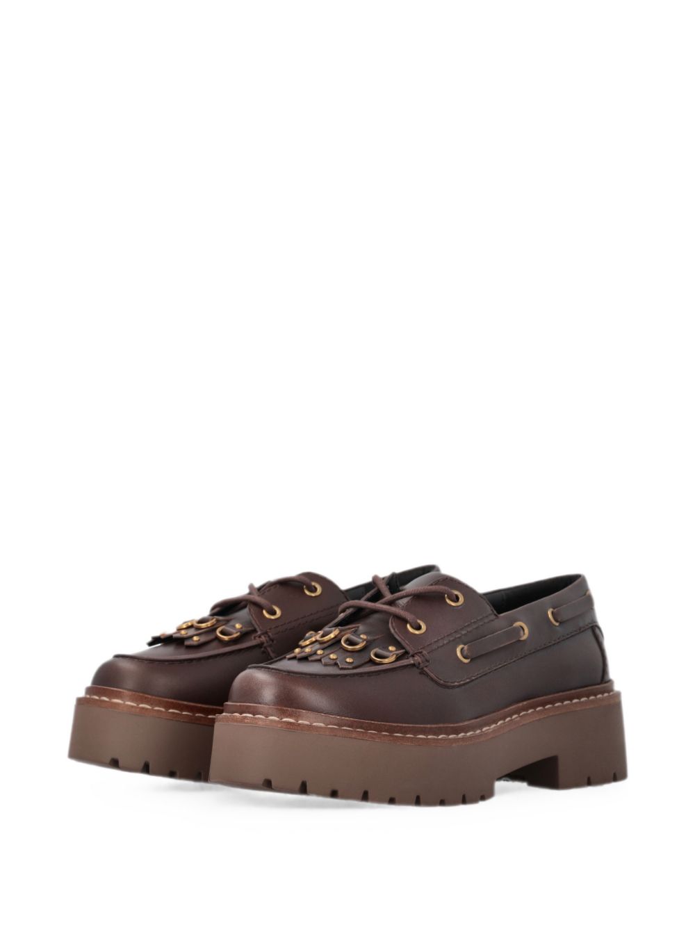 PINKO Mocassini marroni Margaret con frange 