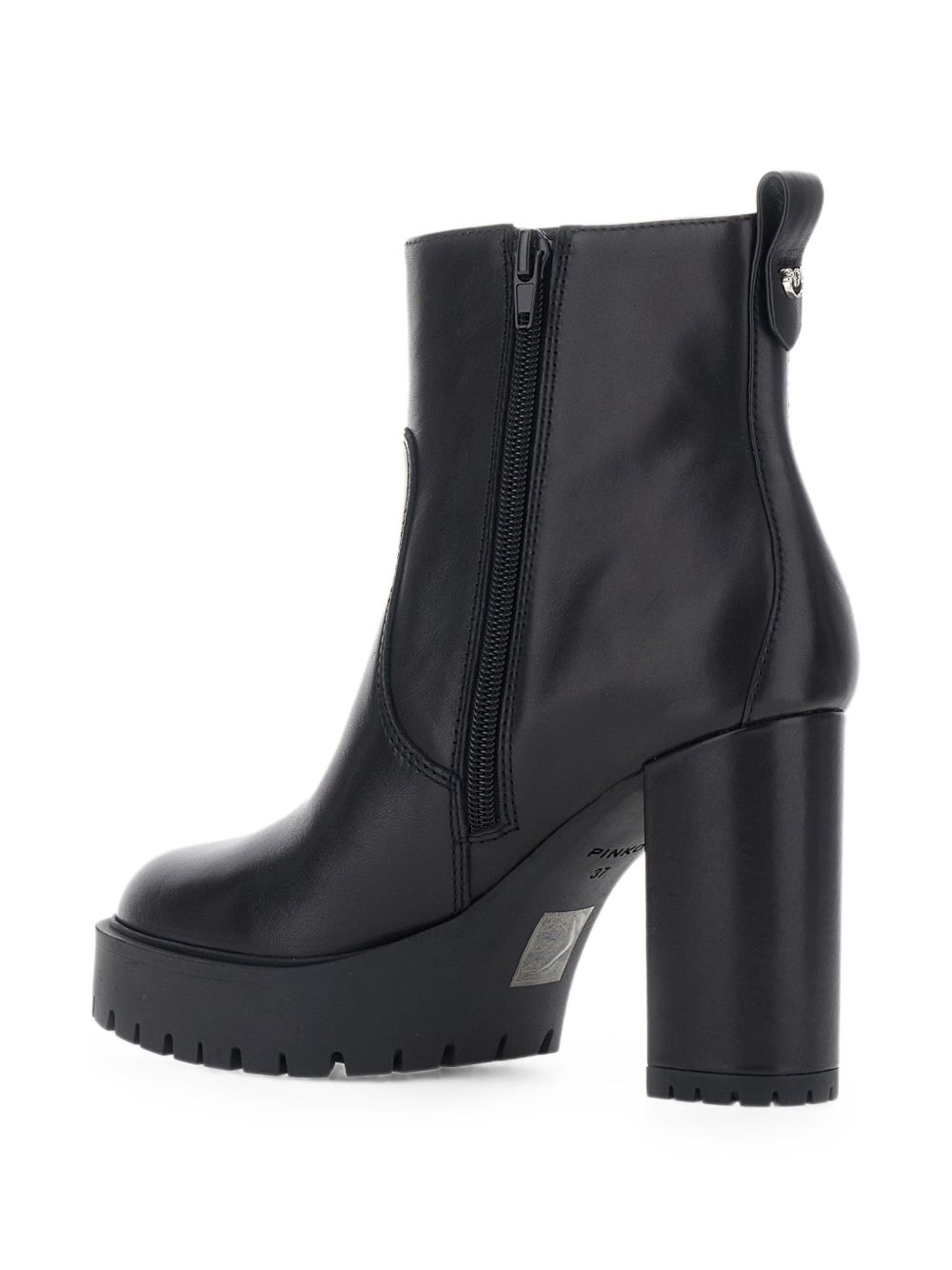 PINKO Stivaletto Clara nero in pelle con tacco e plateau 