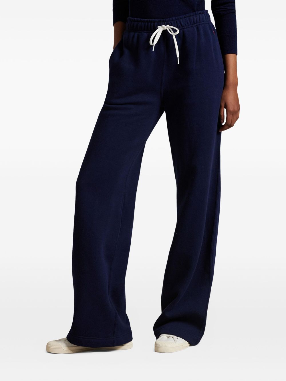 POLO RALPH LAUREN Pantaloni sportivi blu in cotone con coulisse e logo ricamato 