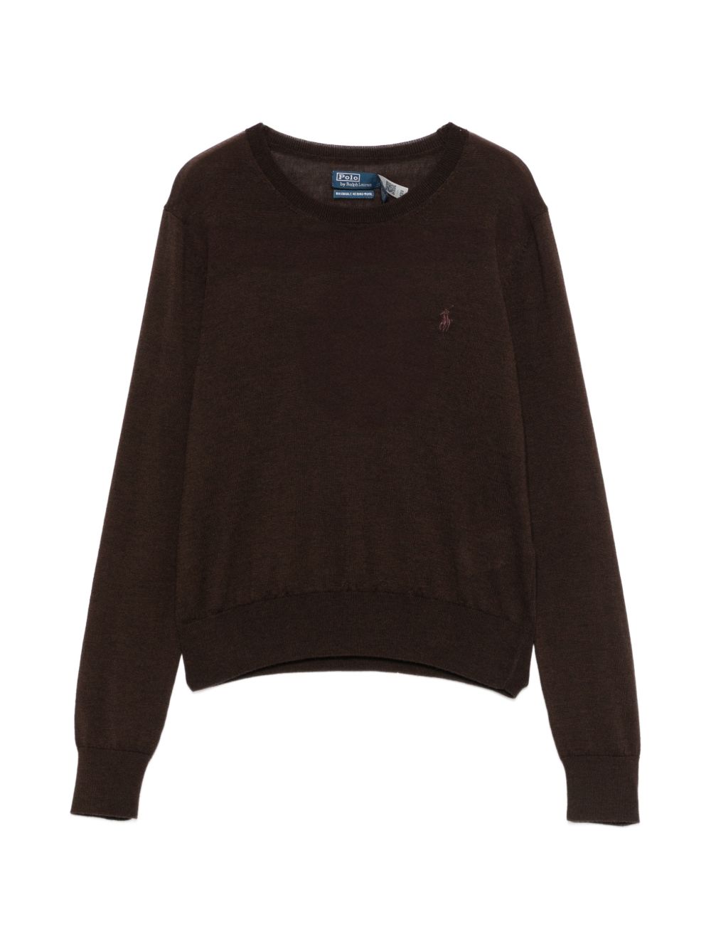 POLO RALPH LAUREN Maglia girocollo in lana leggera con logo ricamato sul petto 