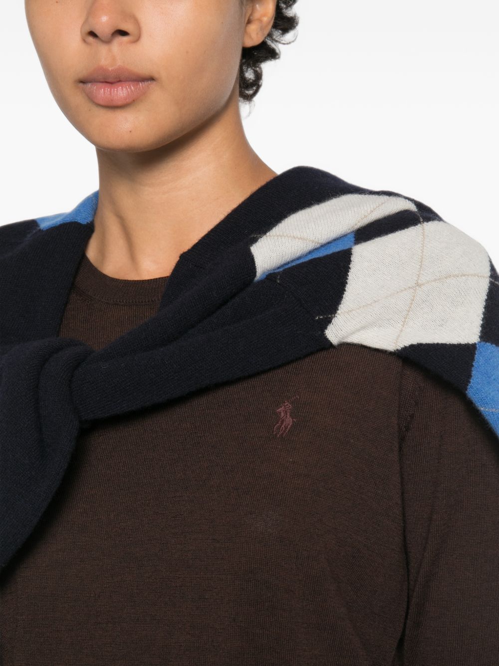 POLO RALPH LAUREN Maglia girocollo in lana leggera con logo ricamato sul petto 