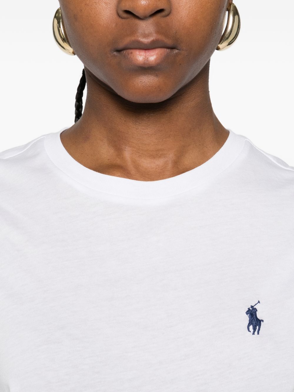 POLO RALPH LAUREN T-shirt in cotone bianco con pony blu 
