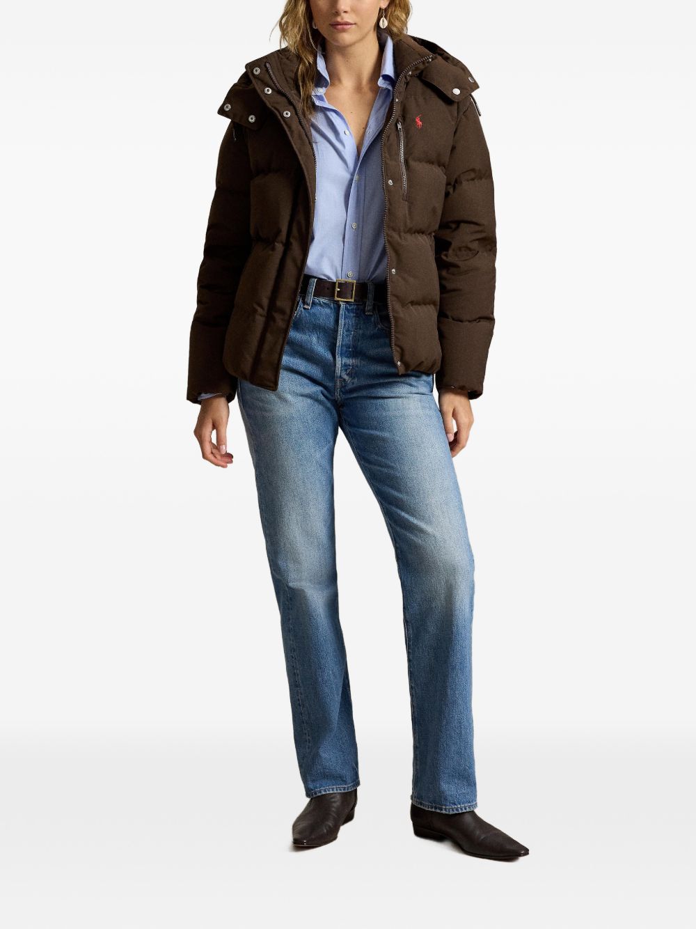 POLO RALPH LAUREN Piumino marrone con cappuccio 