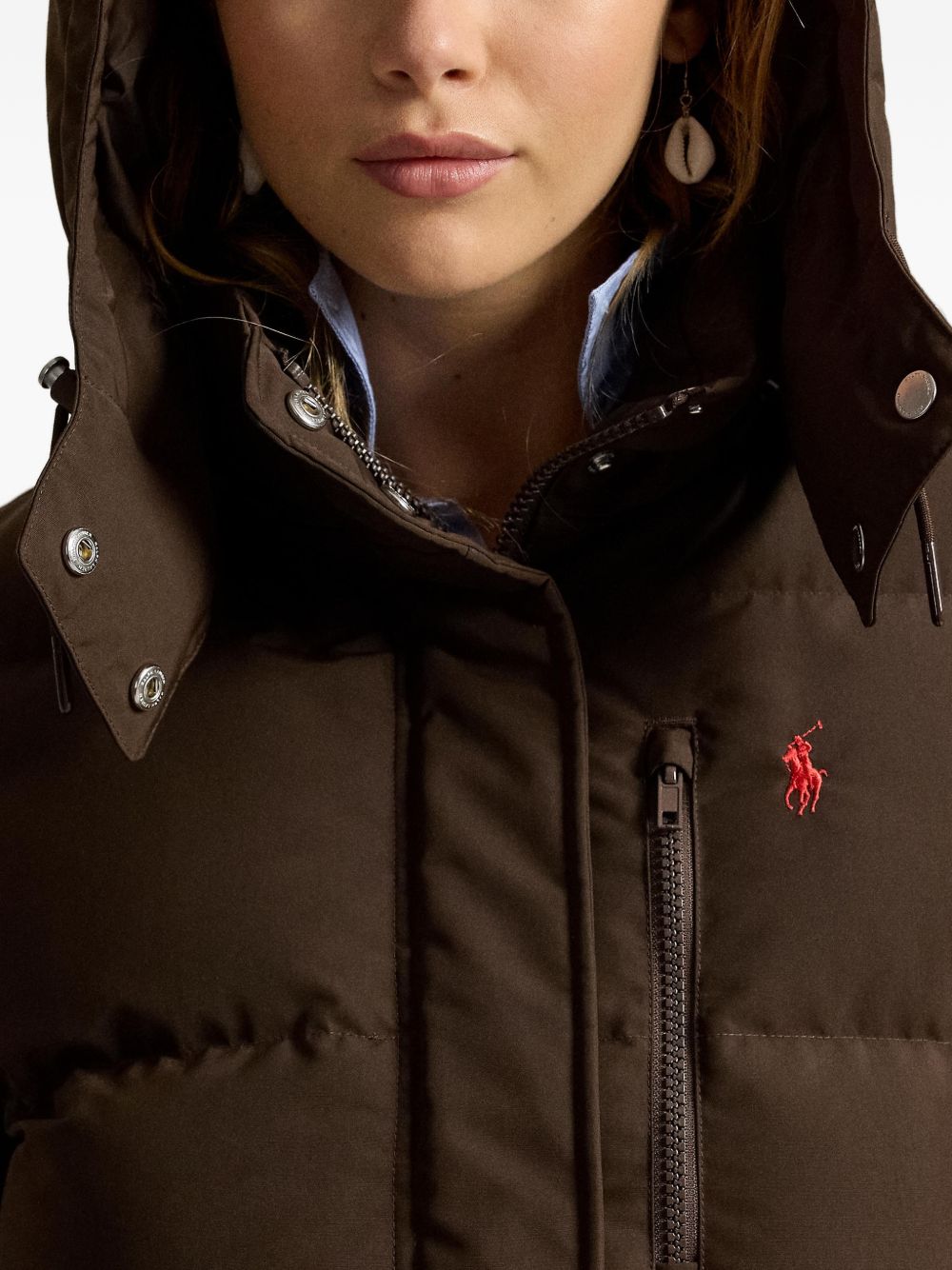 POLO RALPH LAUREN Piumino marrone con cappuccio 
