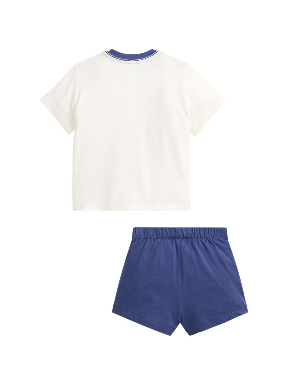 POLO RALPH LAUREN Set baby bianco e blu con T-shirt e short in cotone 