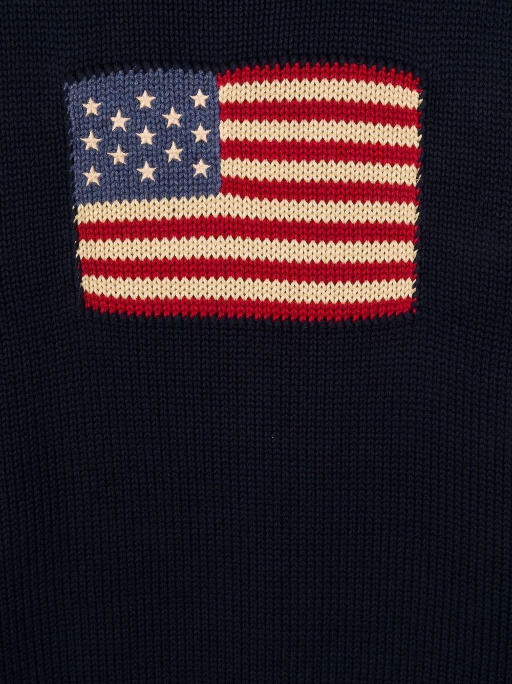 POLO RALPH LAUREN Maglia girocollo blu in cotone con motivo American Flag 