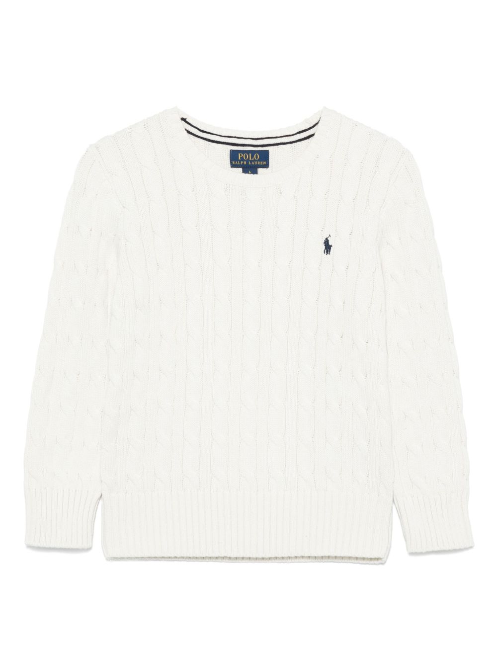 POLO RALPH LAUREN Maglia girocollo bianca con logo ricamato sul petto 