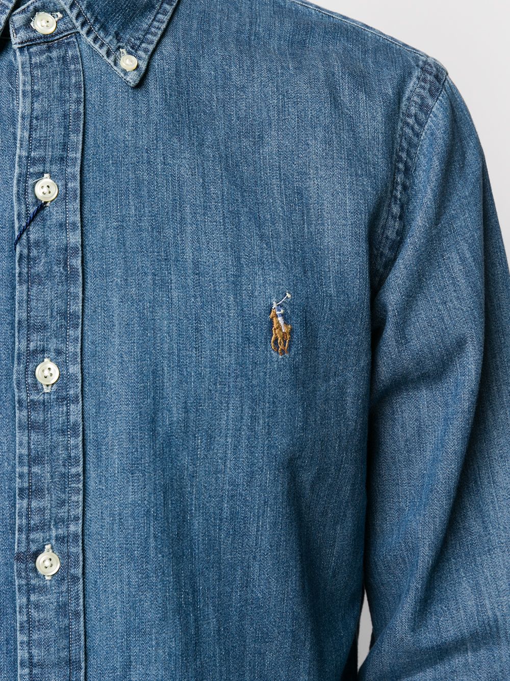 POLO RALPH LAUREN Camicia di jeans con logo ricamato da uomo firmato Polo Ralph Lauren<BR/> 