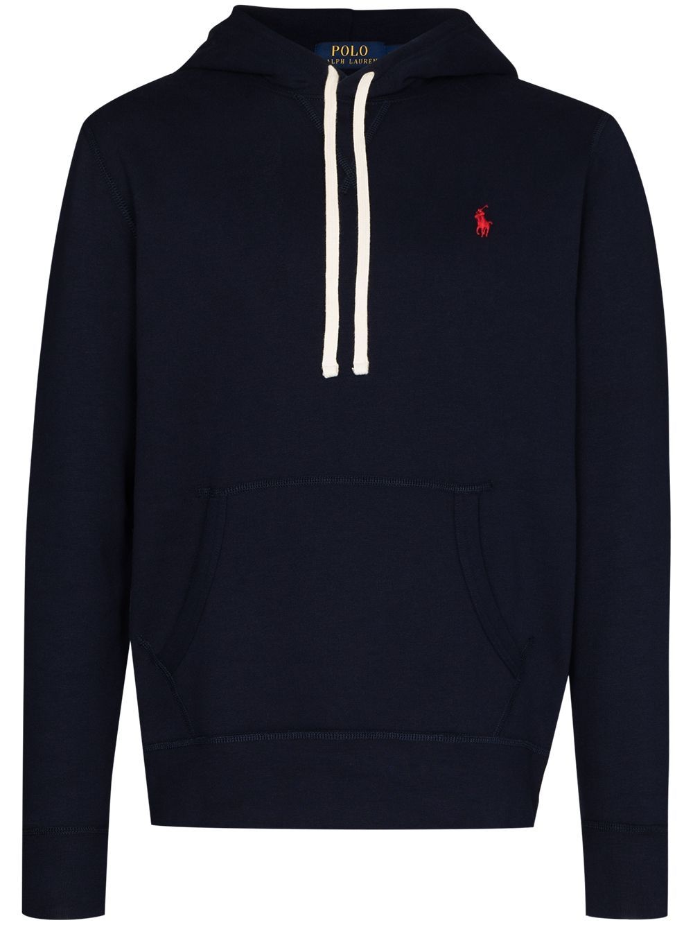 POLO RALPH LAUREN Felpa blu con cappuccio e logo ricamato rosso 