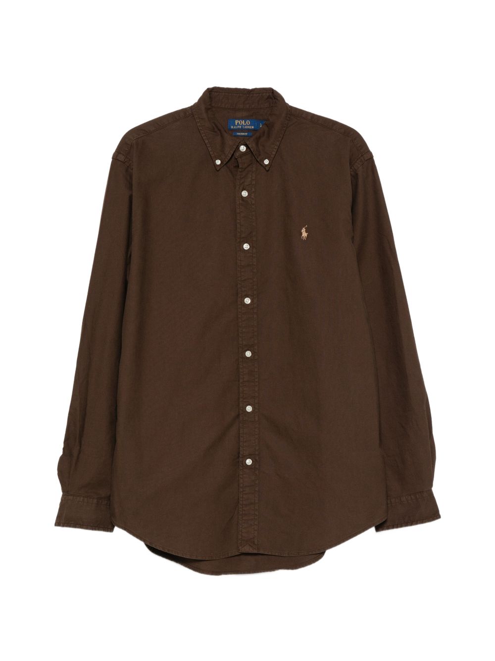 POLO RALPH LAUREN Camicia marrone con logo ricamato 