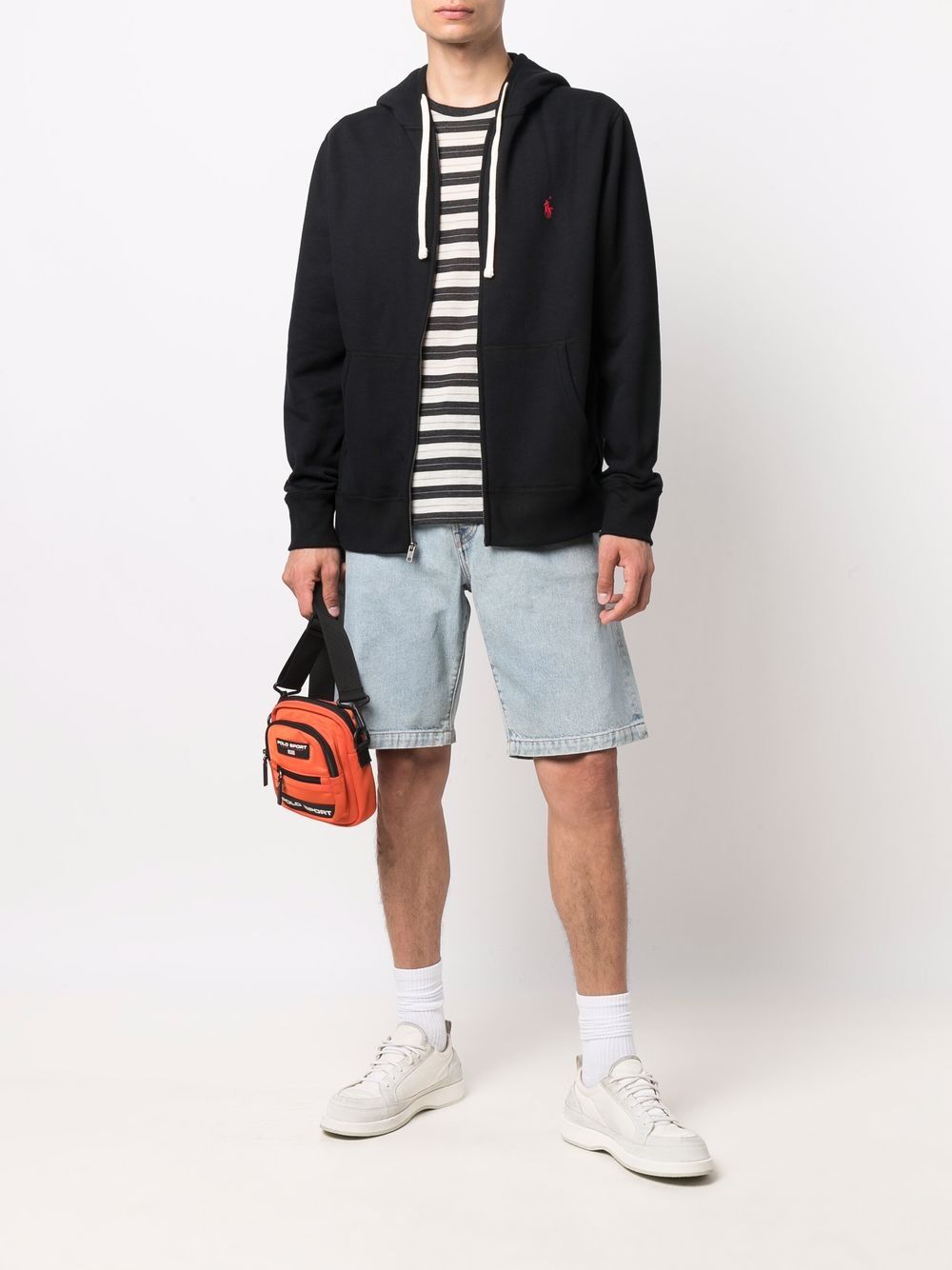 POLO RALPH LAUREN Felpa con cappuccio e zip con logo ricamato sul petto 