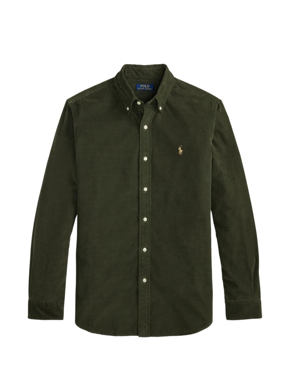 POLO RALPH LAUREN Camicia verde scuro in velluto con logo 