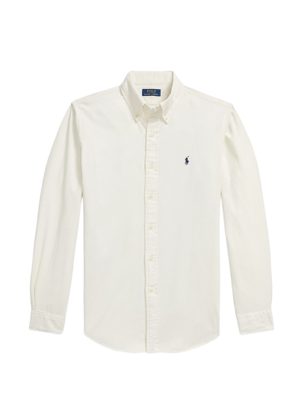 POLO RALPH LAUREN Camicia crema in velluto con logo ricamato 