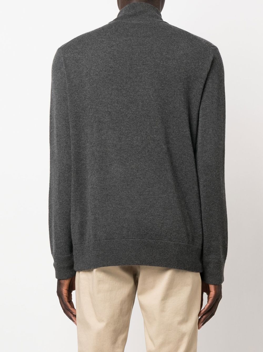 POLO RALPH LAUREN Cardigan con cerniera a collo alto in lana antracite 