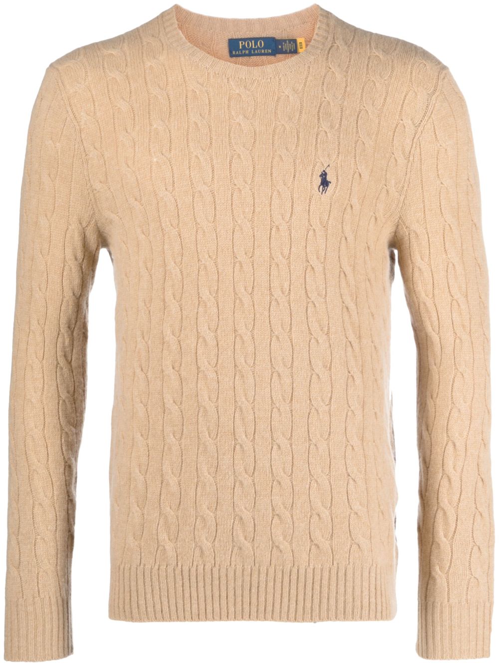 POLO RALPH LAUREN Maglia girocollo in cotone crema con texture intrecciata 