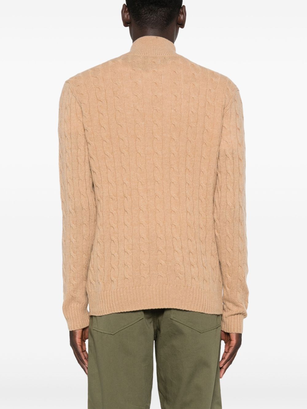 POLO RALPH LAUREN Maglia in lana beige con zip al collo 