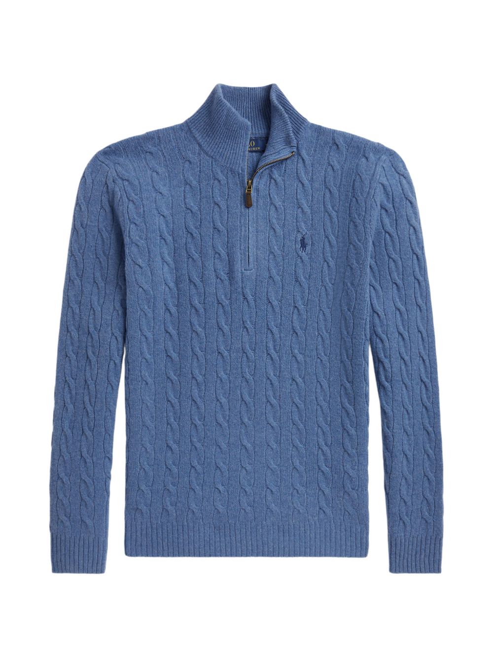 POLO RALPH LAUREN Maglia in lana blu con zip al collo 