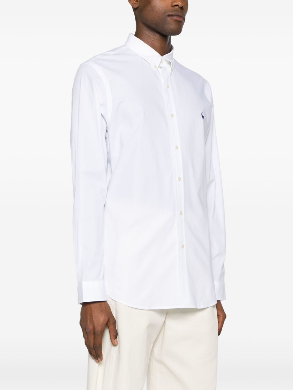 POLO RALPH LAUREN Camicia in cotone bianco con cavallino blu 