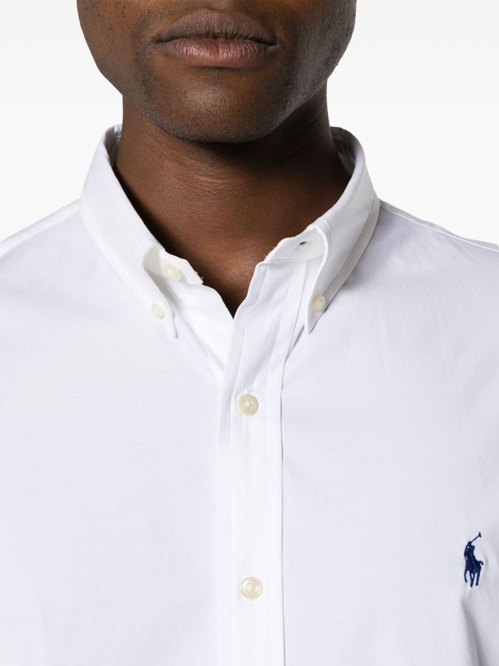 POLO RALPH LAUREN Camicia in cotone bianco con cavallino blu 