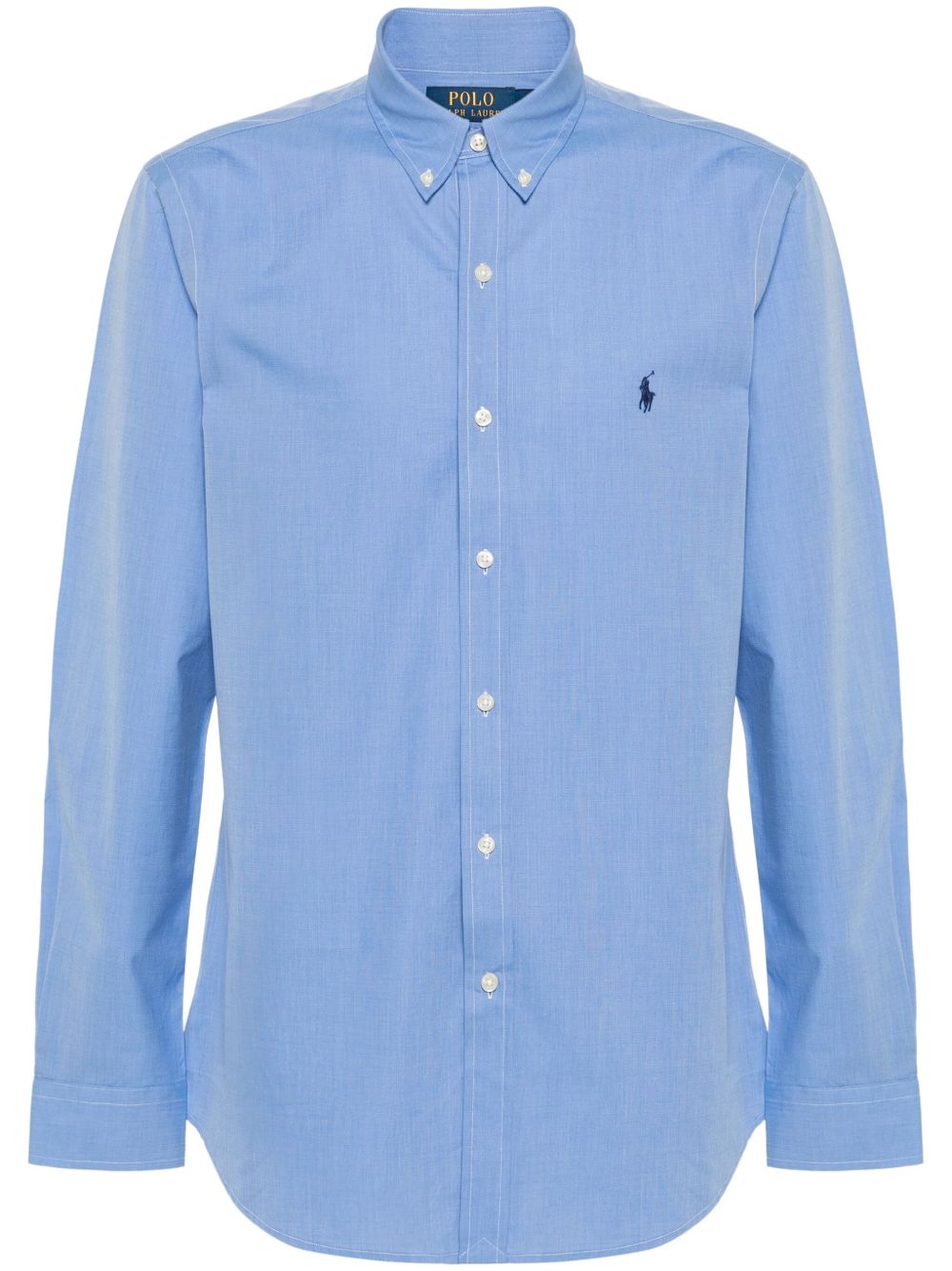 POLO RALPH LAUREN Camicia blu con logo ricamato sul petto 