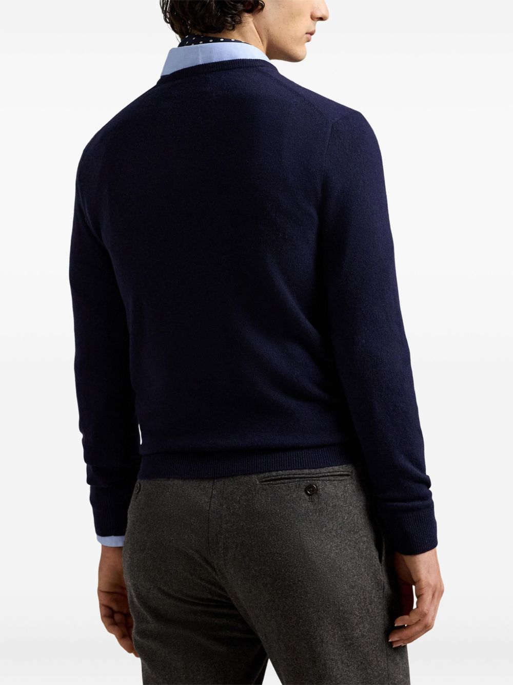 POLO RALPH LAUREN Maglia girocollo blu in lana 
