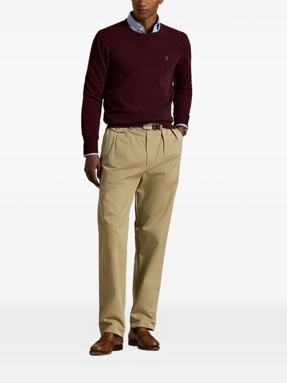 POLO RALPH LAUREN Maglia in lana bordeaux con logo 