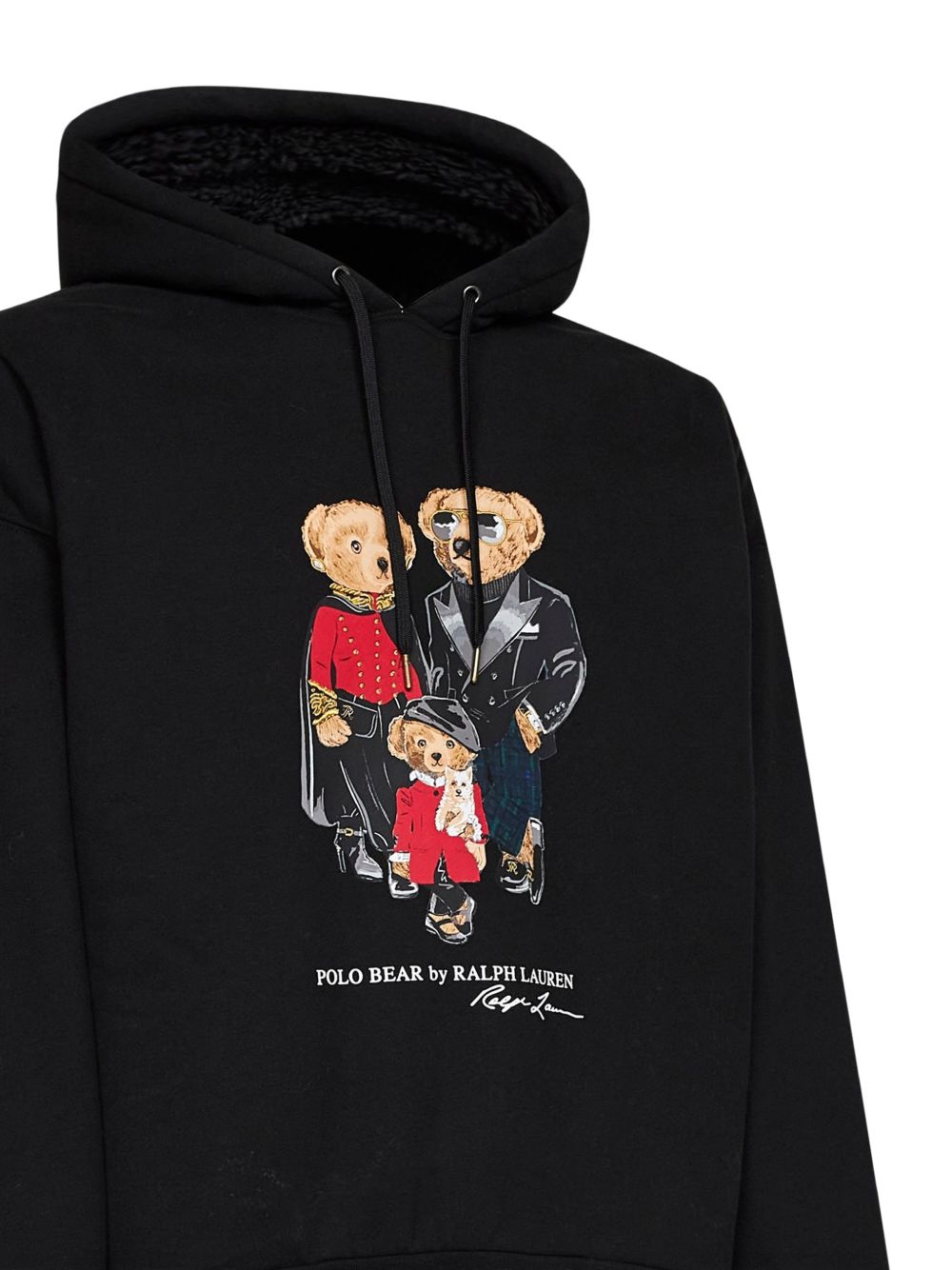 POLO RALPH LAUREN Felpa nera con cappuccio e stampa 