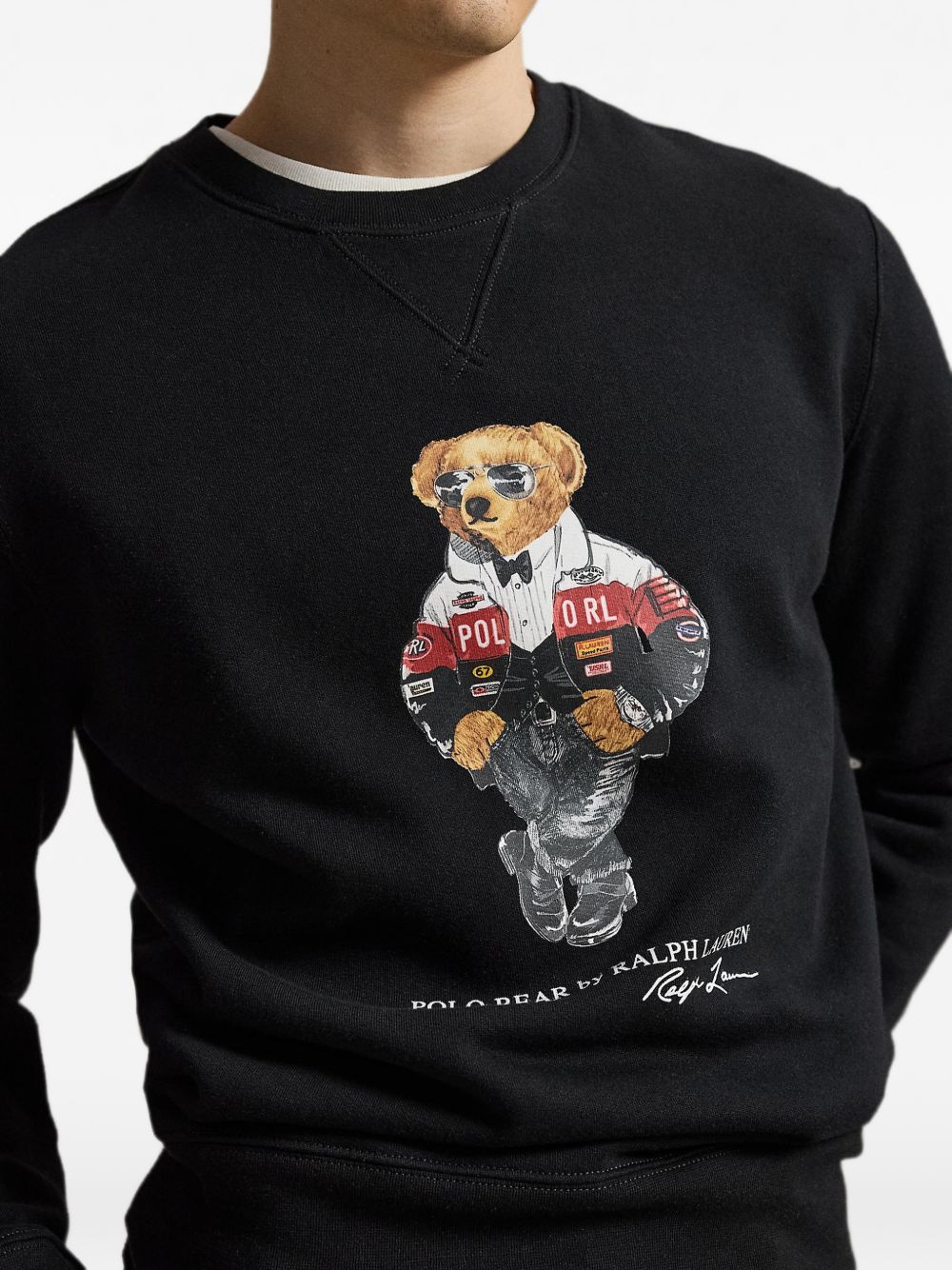 POLO RALPH LAUREN Felpa Polo Bear nera girocollo firmata 