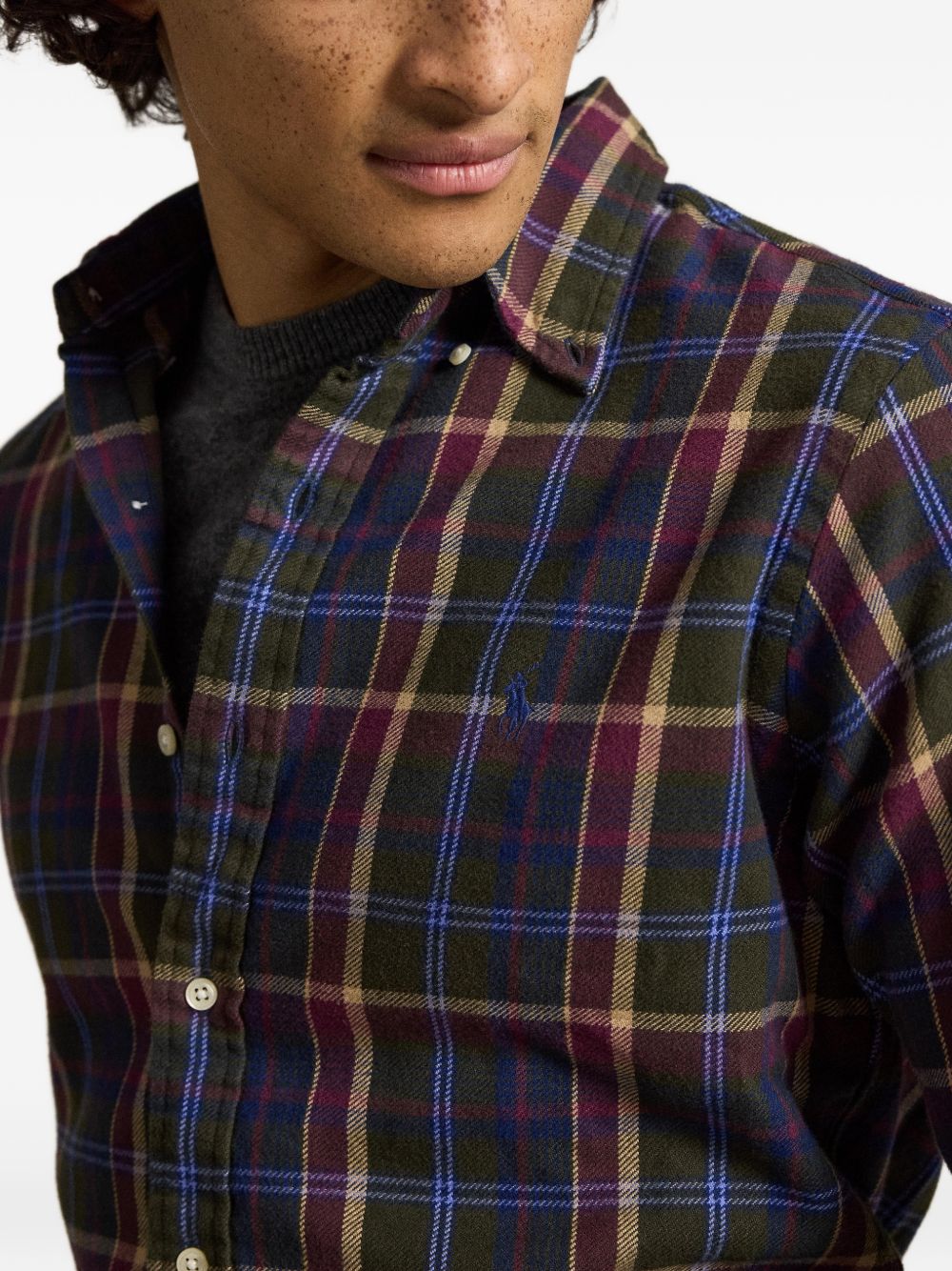 POLO RALPH LAUREN Camicia in cotone tartan verde 
