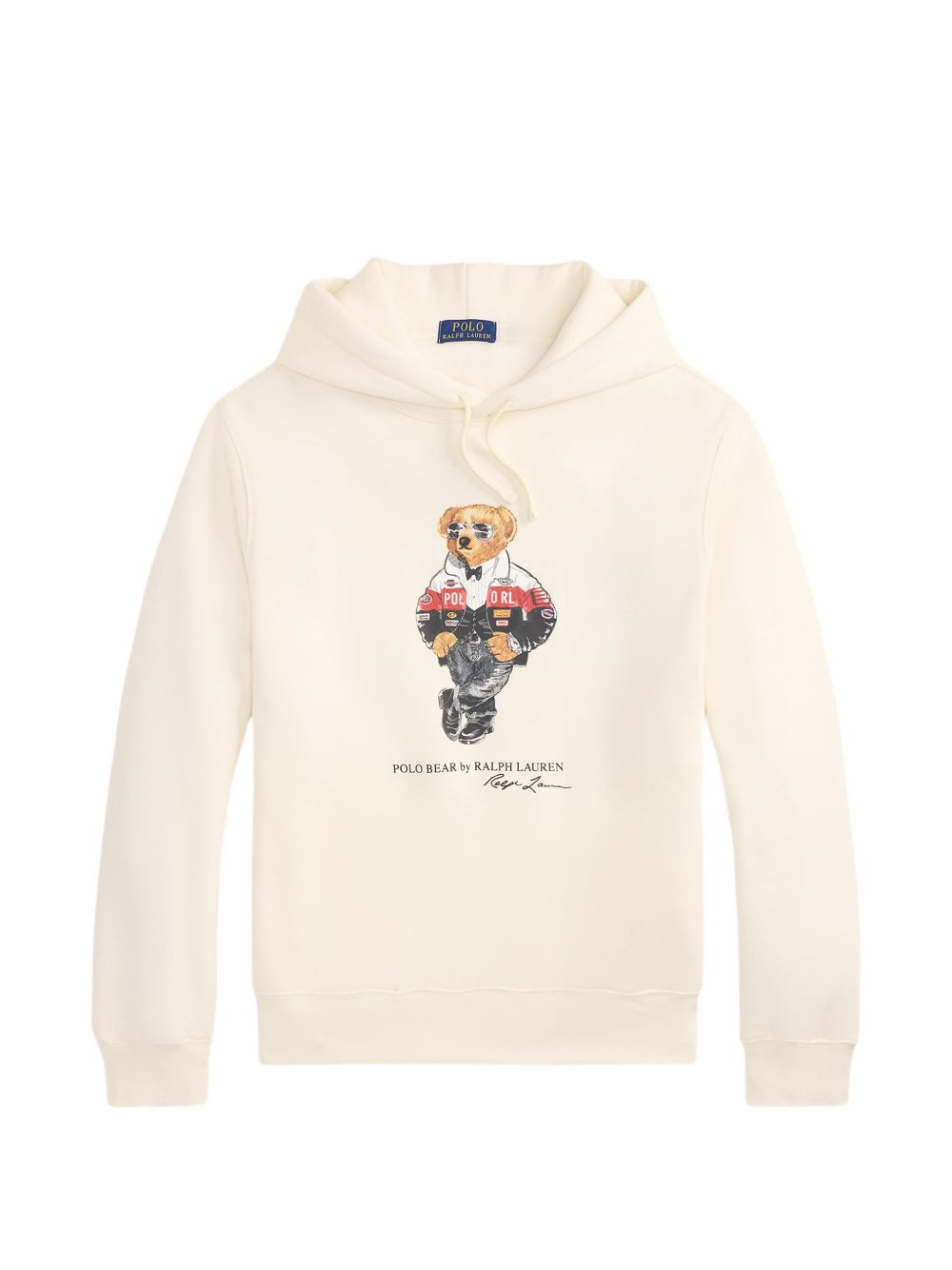POLO RALPH LAUREN Felpa con cappuccio panna con stampa 