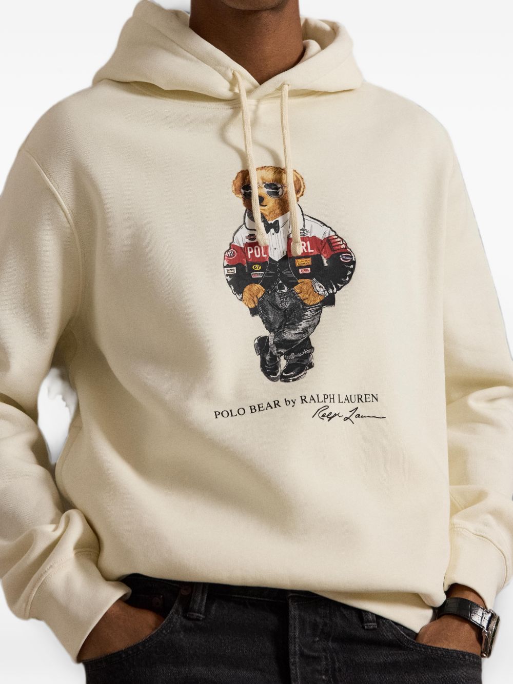 POLO RALPH LAUREN Felpa con cappuccio panna con stampa 